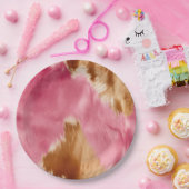 Western Pink Brown Cream Cowgirl Cowhide Pappteller (Party)