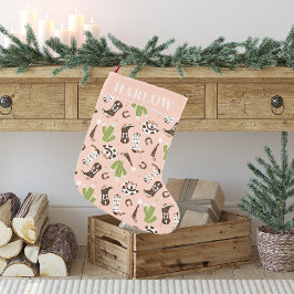 Western Pink Cowgirl Cactus Desert | Monogramm Kleiner Weihnachtsstrumpf