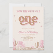 Western Pink Cowgirl Erster Geburtstag Einladung (Vorderseite)