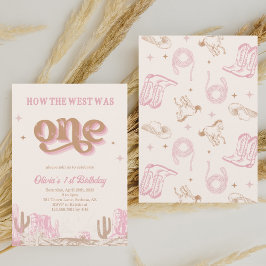 Western Pink Cowgirl Erster Geburtstag Einladung