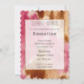 Western Pink Creme Brown Gold Cowgirl Cowhide Einladung (Vorderseite)