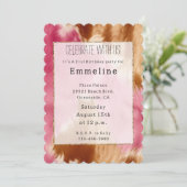 Western Pink Creme Brown Gold Cowgirl Cowhide Einladung (Stehend Vorderseite)