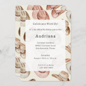 Western Pink Creme Cowgirl Hats Birthday Einladung (Vorne/Hinten)