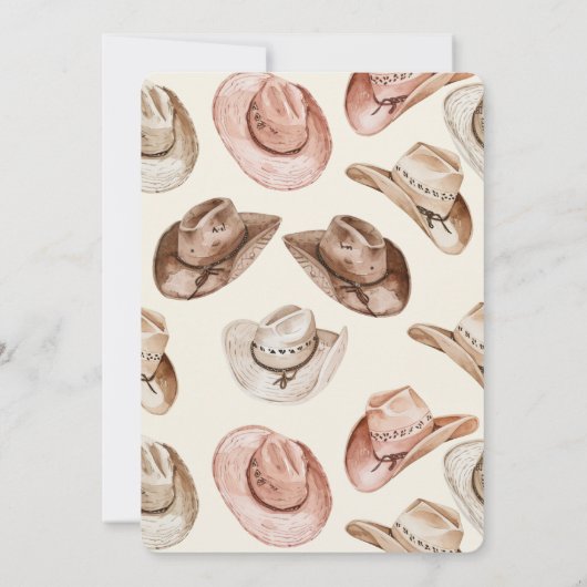 Western Pink Creme Cowgirl Hats Brautparty Einladung (Rückseite)