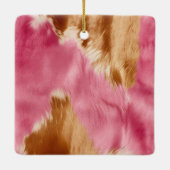 Western Pink Creme Gold Brown Cowgirl Cowhide Keramikornament (Rückseite)