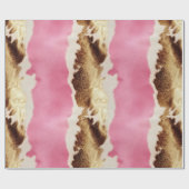 Western Pink Creme Gold Cowgirl Cowhide Geschenkpapier (Flach)