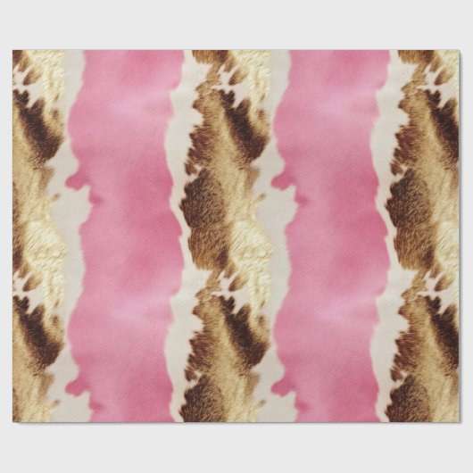 Western Pink Creme Gold Cowgirl Cowhide Geschenkpapier (Flach)