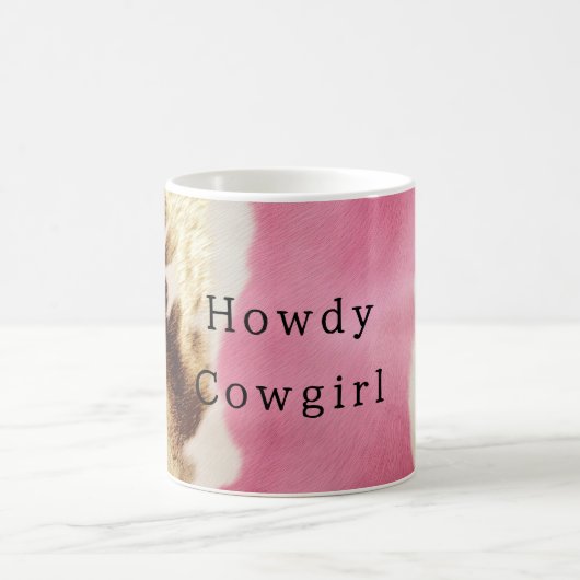 Western Pink Creme Gold Cowgirl Cowhide Kaffeetasse (Mittel)