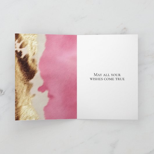 Western Pink Creme Gold Cowgirl Cowhide Karte (Innenseite)