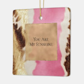 Western Pink Creme Gold Cowgirl Cowhide Keramikornament (Links)