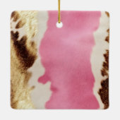 Western Pink Creme Gold Cowgirl Cowhide Keramikornament (Rückseite)