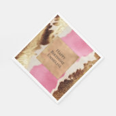 Western Pink Creme Gold Cowgirl Cowhide Serviette (Ecke)