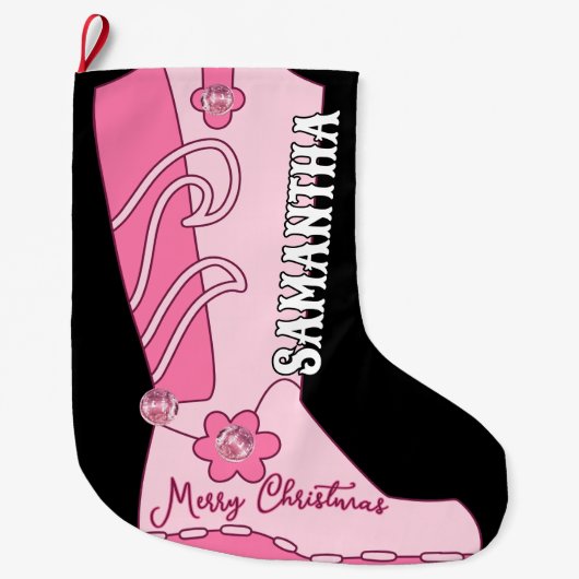Western Pink Disco Costal Cowgirl Boot Individuell Großer Weihnachtsstrumpf (Vorderseite)