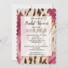 Western Pink Glam Gold Cowgirl Cowhide Einladung