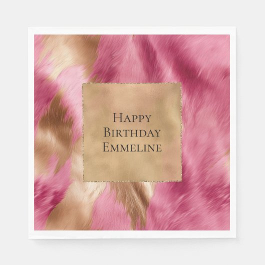 Western Pink Gold Brown Cowgirl Cowhide Serviette (Vorderseite)