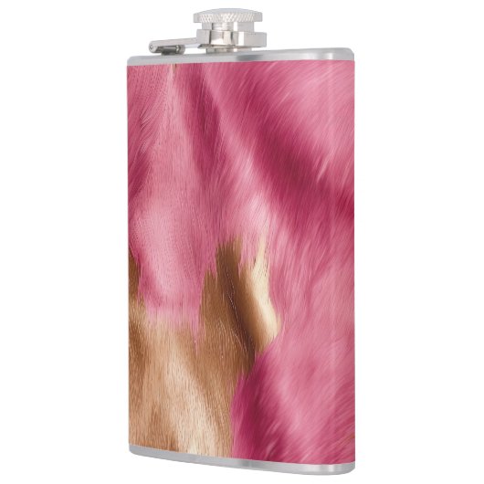 Western Pink Gold Cowgirl Cowhide Flachmann (Links)