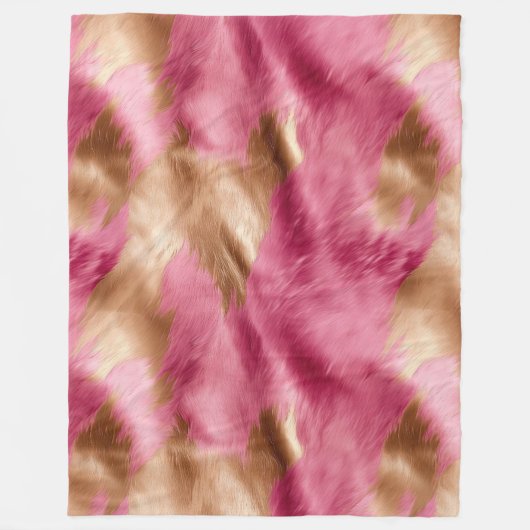 Western Pink Gold Cowgirl Cowhide Fleecedecke (Vorderseite)