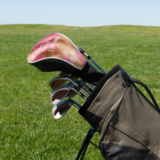 Western Pink Gold Cowgirl Cowhide Golf Headcover (In SItu)