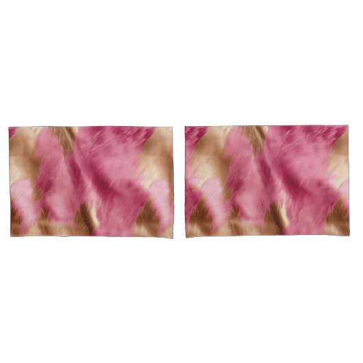 Western Pink Gold Cowgirl Cowhide Kissenbezug (Vorderseite-Set)