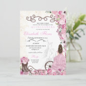Western Pink Princess Floral Charra Quinceañera Einladung (Stehend Vorderseite)