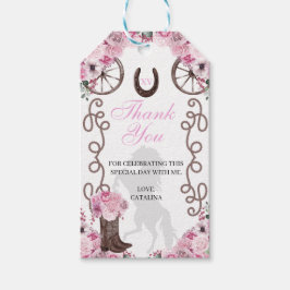 Western Pink Ranchero Quinceanera Gift Tags Geschenkanhänger