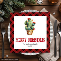 Western Plaid Farmhouse-Weihnachtspapier-Serviette