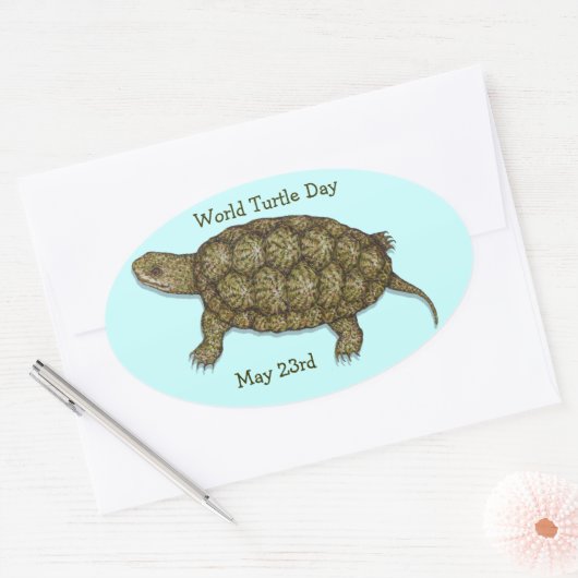 Western Pond Turtle Ovaler Aufkleber (Umschlag)