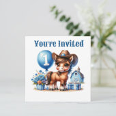 Western Pony First Geburtstag Einladung (Stehend Vorderseite)