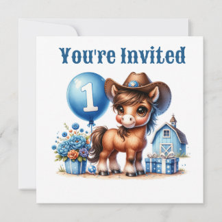 Western Pony First Geburtstag Einladung