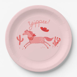 Western-Pony-Geburtstagseinladung Pappteller