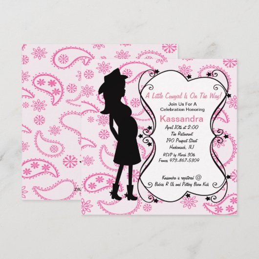 Western Prego Mama wird Einladung zur Kinderdusche (Vorne/Hinten)