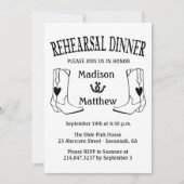 Western Probe Abendessen Hochzeit Cowboystiefel Einladung (Vorderseite)