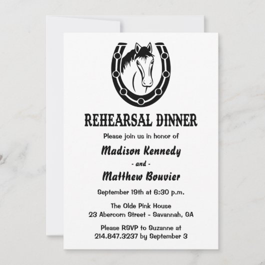 Western Probe Abendessen Rustikale Hochzeit Einladung (Vorderseite)