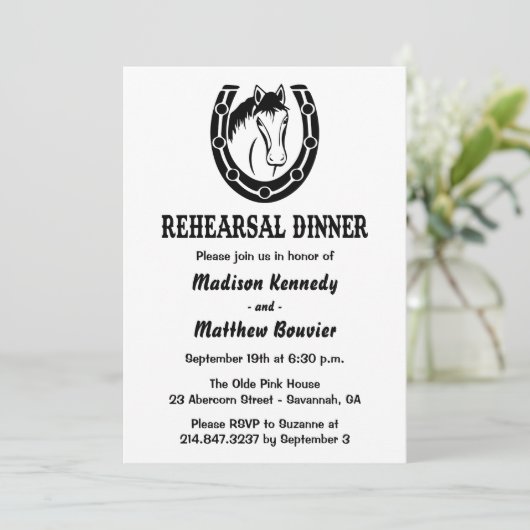 Western Probe Abendessen Rustikale Hochzeit Einladung (Stehend Vorderseite)