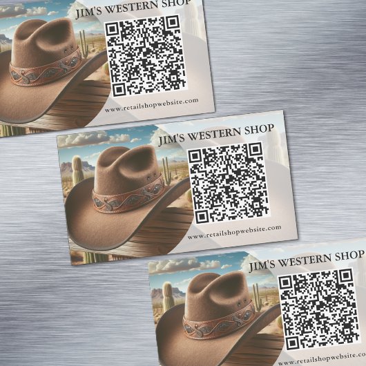 Western QR Code Business Card Magnet