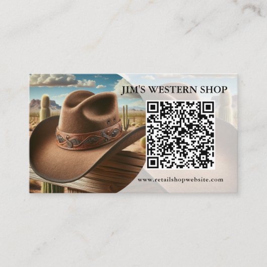 Western QR Code Business Cards Visitenkarte (Vorderseite)