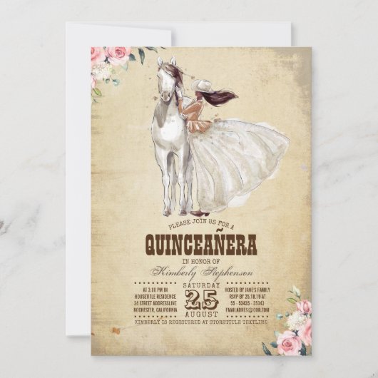 Western Quinceañera - 15. Geburtstag Einladung (Vorderseite)