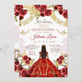 Western Quinceañera Blorngoldtrappe Einladung (Vorne/Hinten)