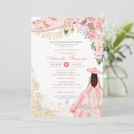 Western Quinceanera Einladung (Stehend Vorderseite)