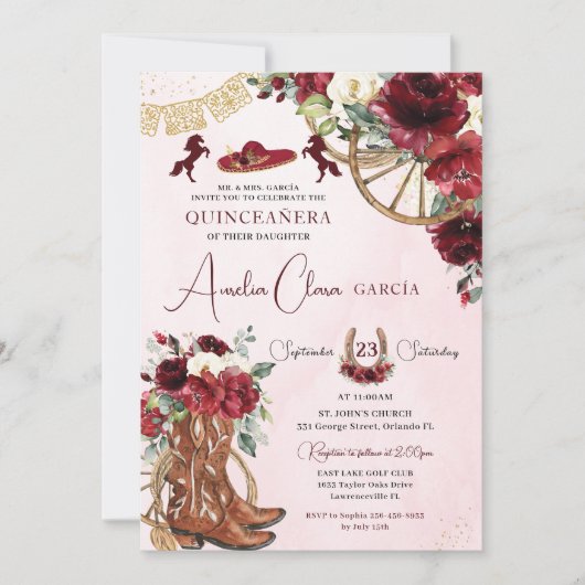 Western Quinceanera Einladung (Vorderseite)