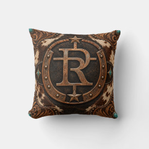 Western Ranch Brand R Kuhleder-Wurfkissen Kissen