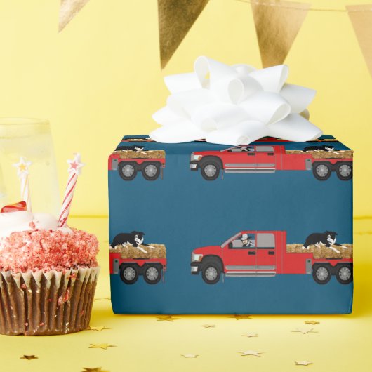 Western Ranch Cowboy In Lkw mit Hay und Hund Geschenkpapier (Geburtstagsparty)