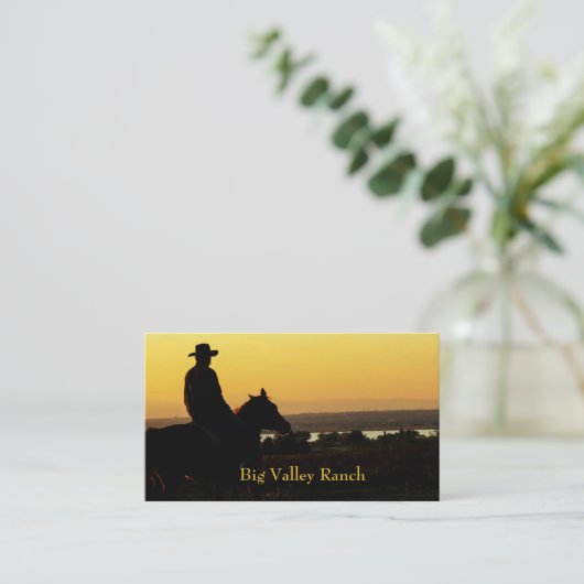 Western Ranch Cowboy Sunset Business Cards 2 Visitenkarte (Stehend Vorderseite)
