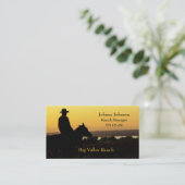 Western Ranch Cowboy Sunset Business Cards Visitenkarte (Stehend Vorderseite)
