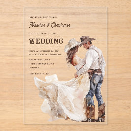 Western Ranch Hochzeitseinladung Acryleinladungen
