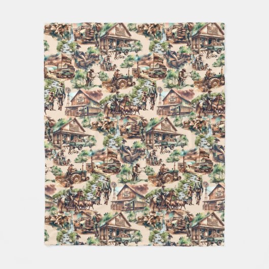 Western Ranch oder Landbebauungslandschaft Fleecedecke (Vorderseite)