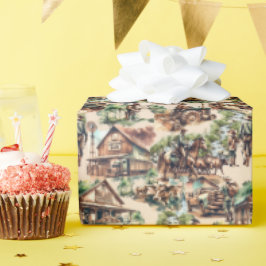 Western Ranch oder Landbebauungslandschaft Geschenkpapier