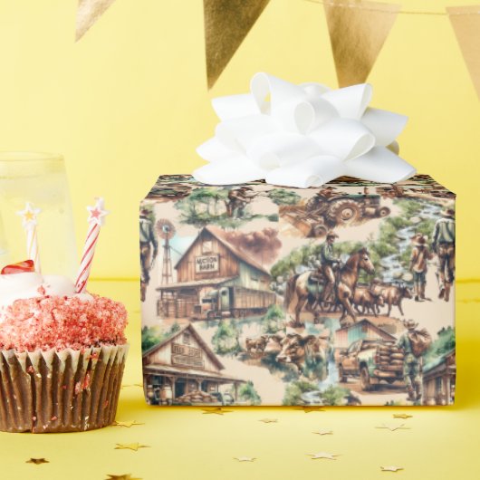 Western Ranch oder Landbebauungslandschaft Geschenkpapier (Geburtstagsparty)
