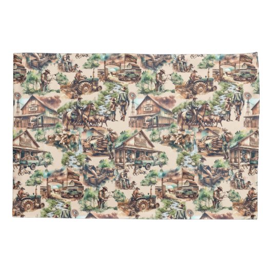 Western Ranch oder Landbebauungslandschaft Kissenbezug (Rückseite-Links)