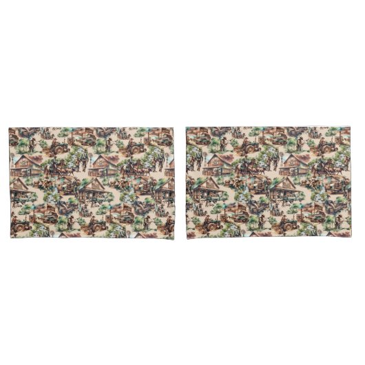 Western Ranch oder Landbebauungslandschaft Kissenbezug (Vorderseite-Set)